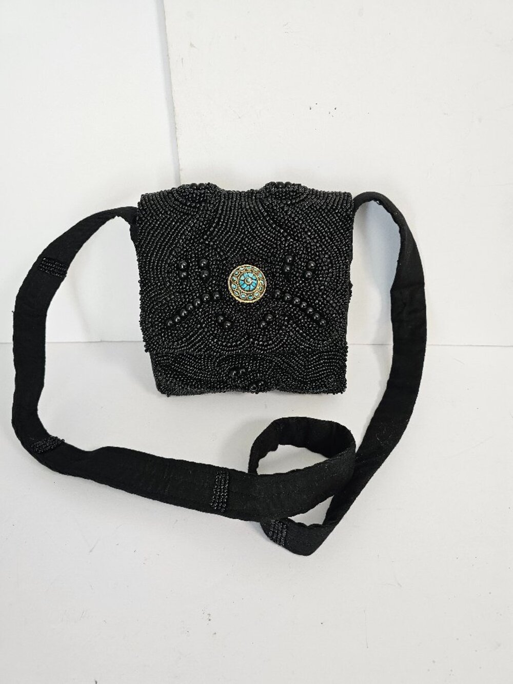 Unbranded Bag Black Beaded Crossbody Casual Festival Boho